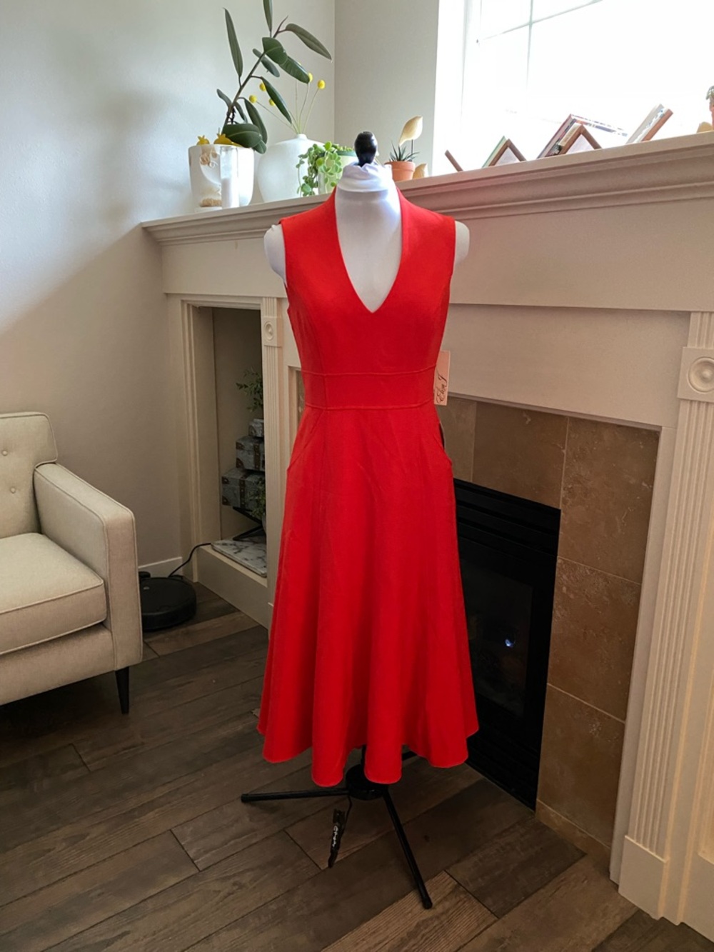 NWT Eliza J Women's Red V-Neck Fit & Flare Dress